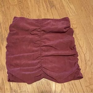 Zara Burgundy Corduroy Ruched Skirt